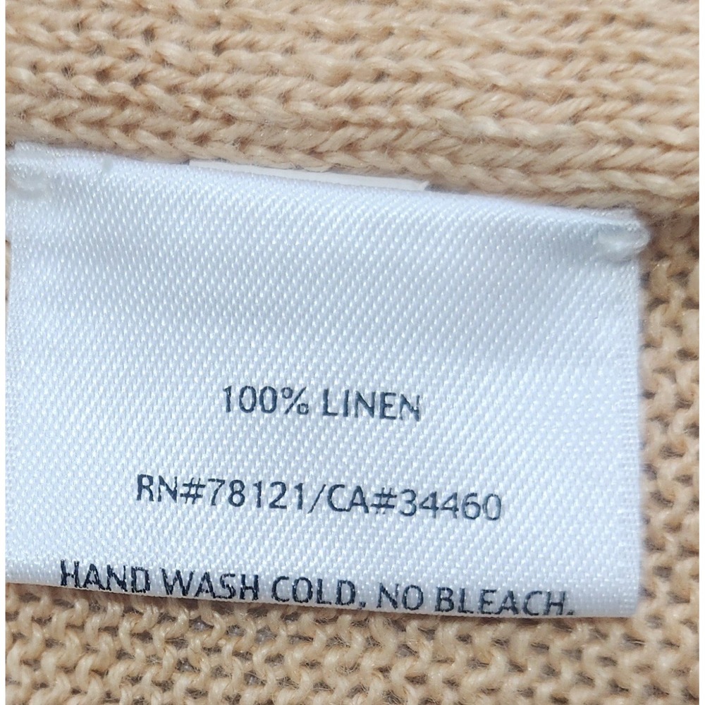 EILEEN FISHER Peach 100% Linen Long Sleeve Top Womens Size Large - Picture 6 of 7